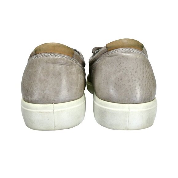 Ecco Soft 7 Mens Size 45 Us 11-11.5 Perforated‎ Leather Sneakers Grey Taupe - Picture 2 of 14